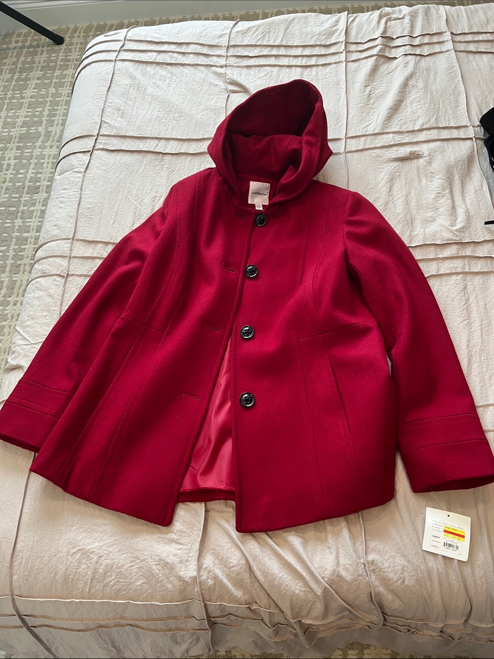 croft & barrow Women’s Hooded Pea Coat in red